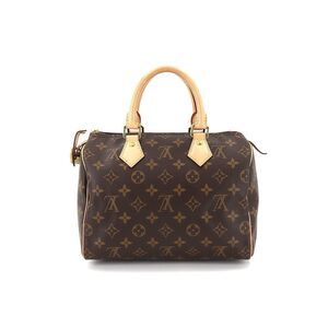Louis Vuitton Monogram Speedy 25 Hand Bag Brown Gold Metal